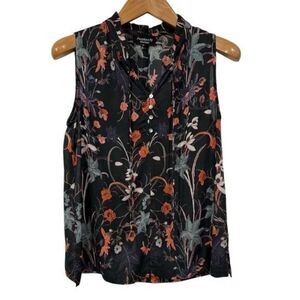 Feathers By Tolani Womens M Floral Sleeveless Blouse Ruffle Detail Feminine Soft